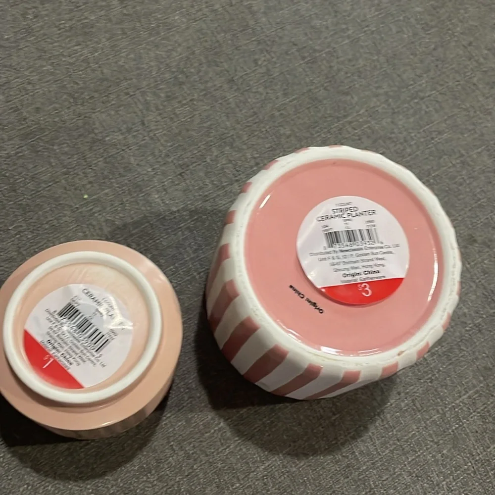 Pink and White Striped Ceramic Stiped Planter Set Target Playground Bullseye